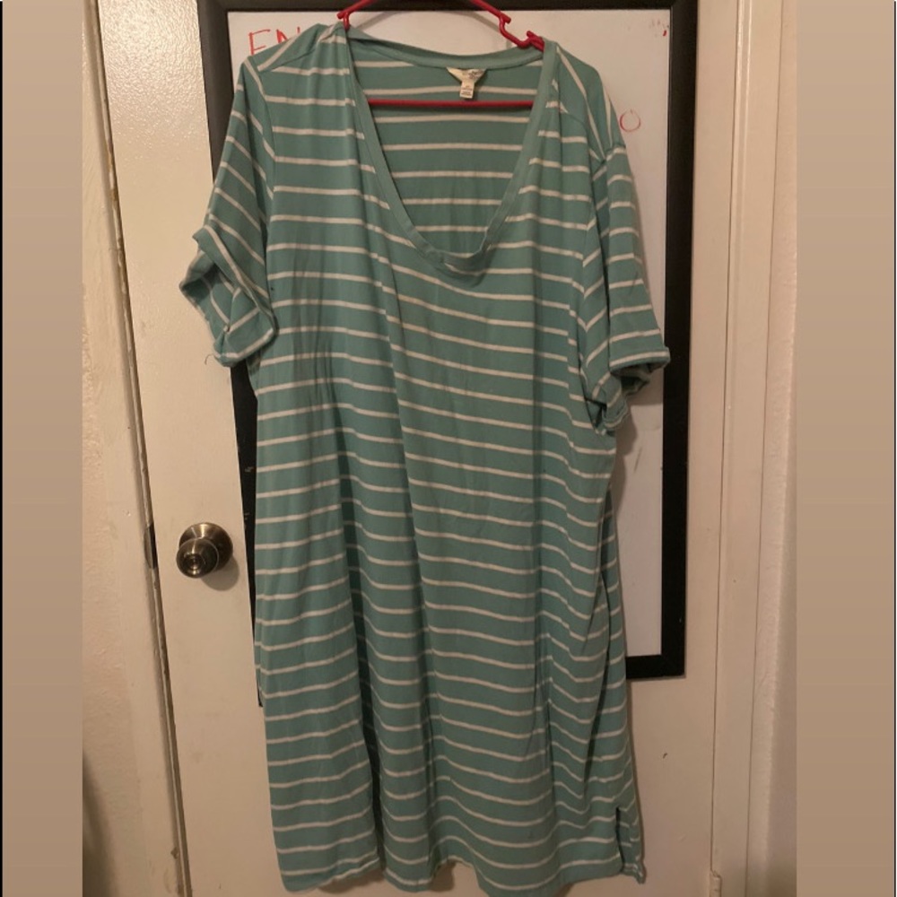 (Used twice) striped green t-shirt dress